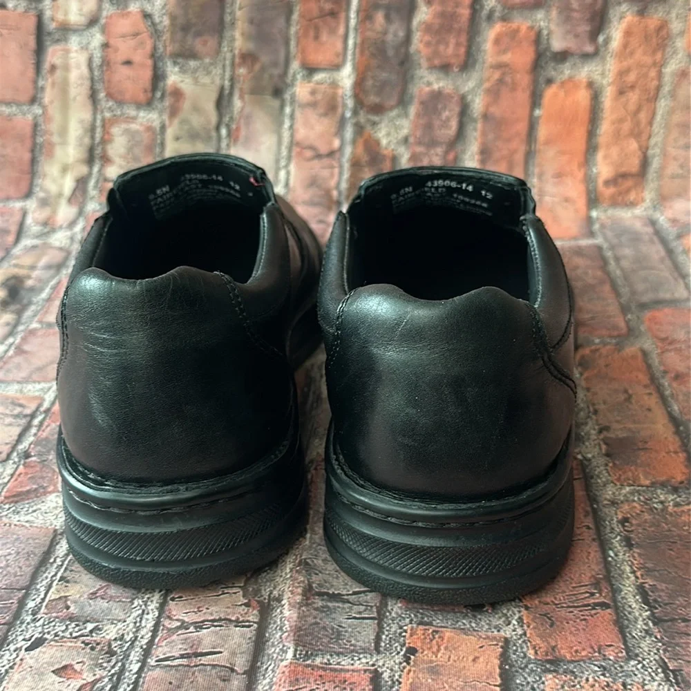 DREW Men's Black Leather Slip-On Shoes, Size 9.5N narrow